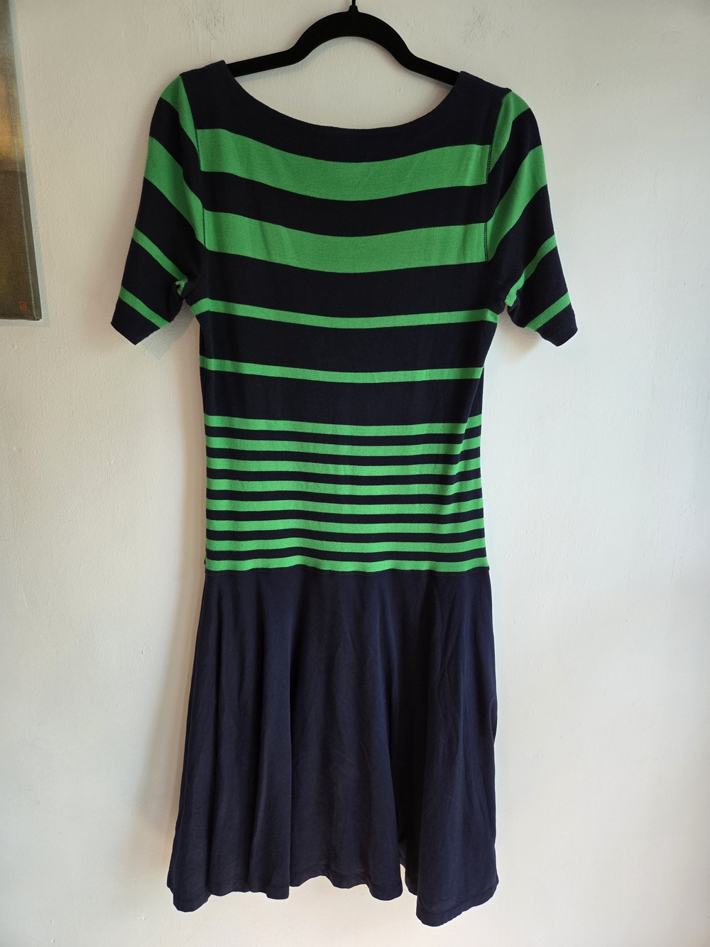 Lauren Jeans Co Striped Deop Waist Bateau Midi Dress Medium Preppy Old Money EUC